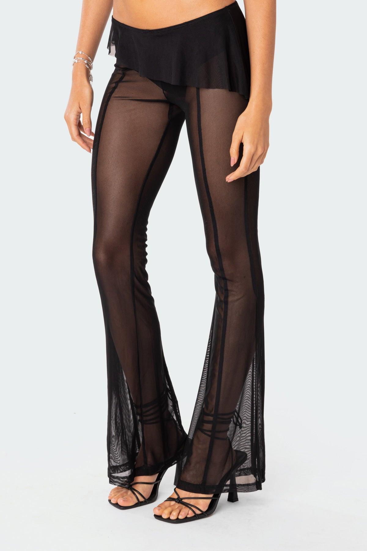 Carsen Ruffle Sheer Mesh Pants Product Image