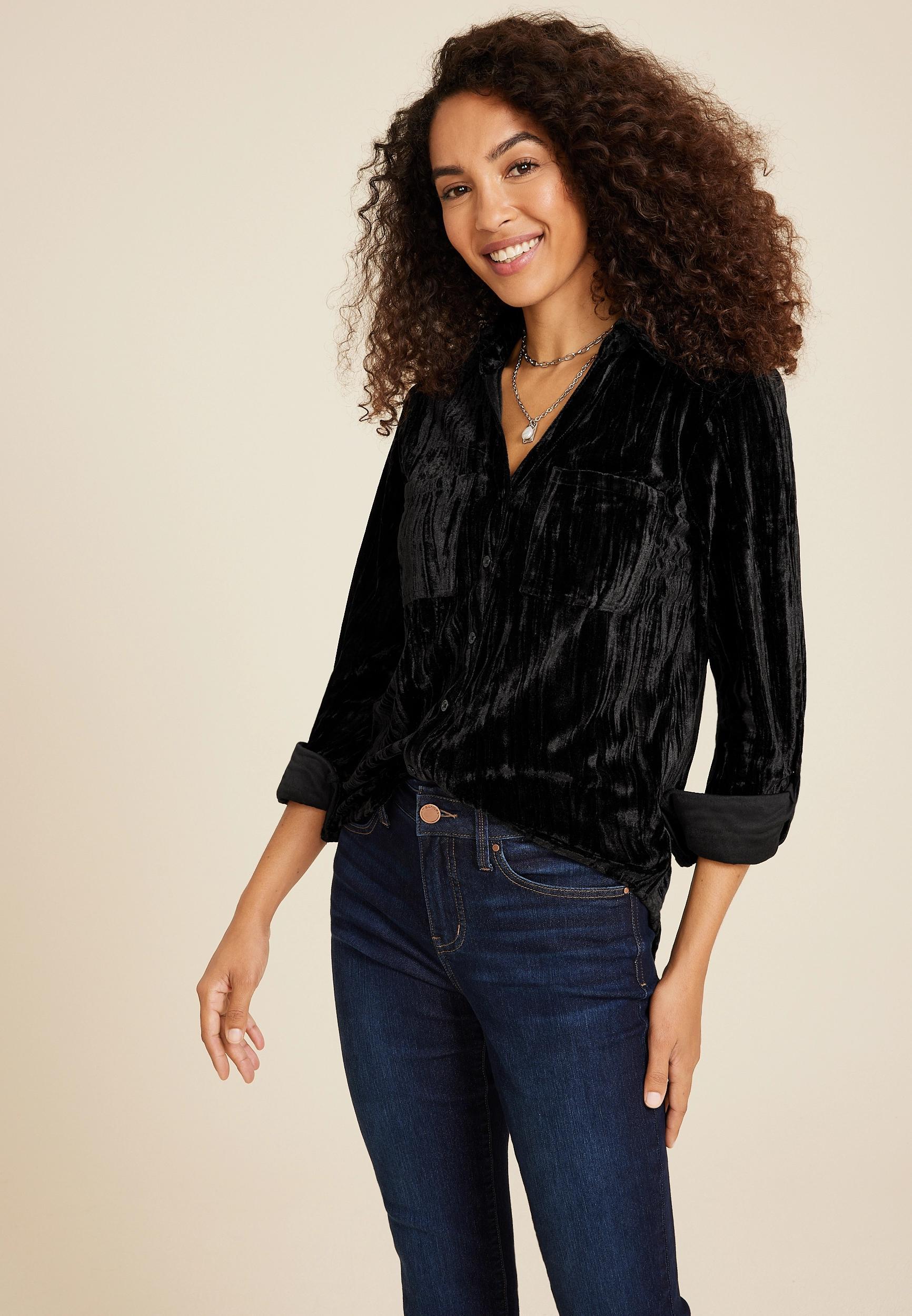 Winona Velvet Button Down Blouse product image