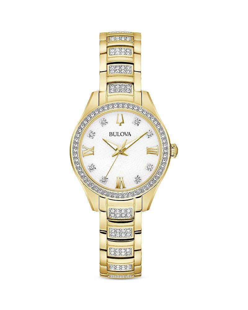 Bulova Womens Crystal Stainless Steel Bracelet Watch 29mm Product Image