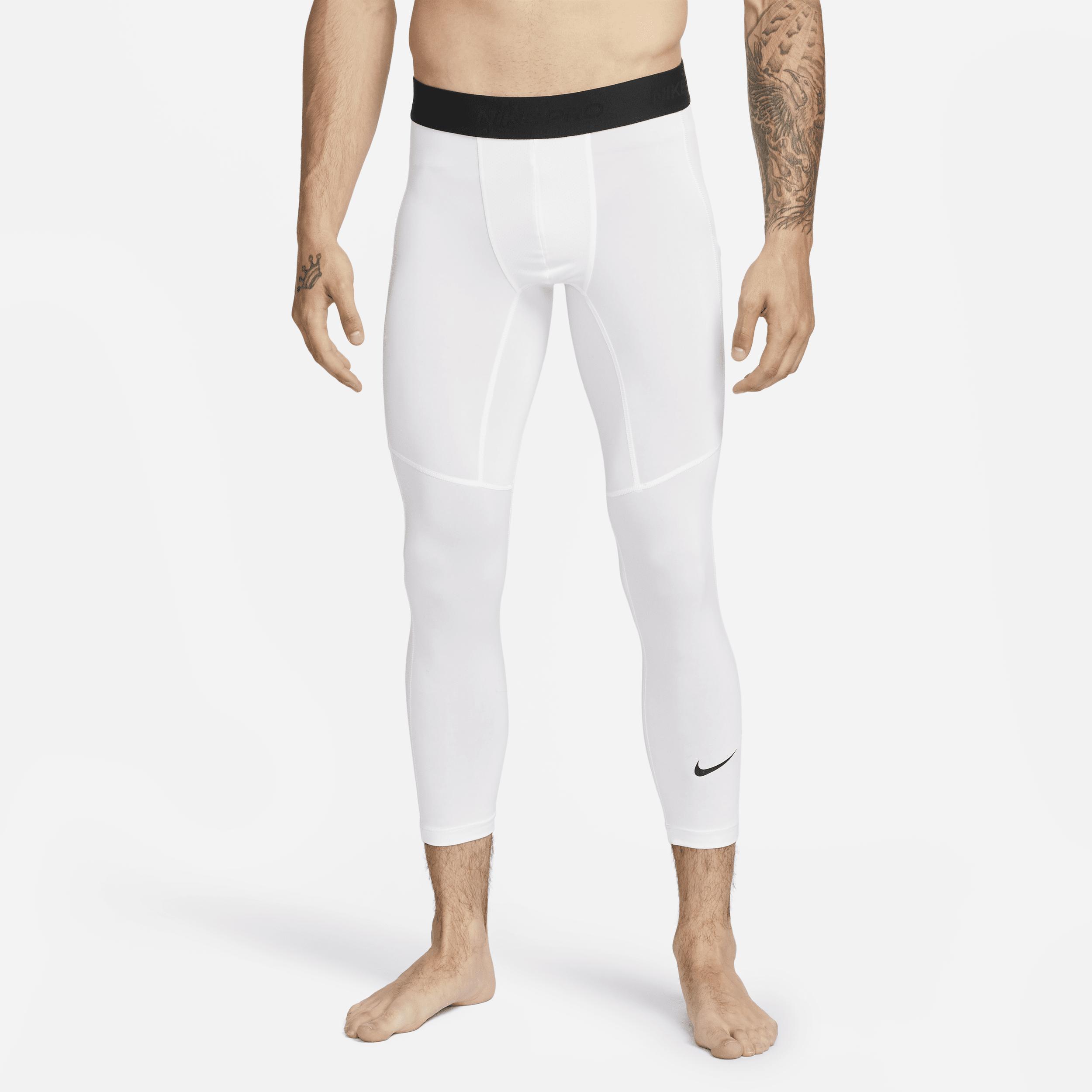 Nike Pro Mens Dri-fit 3/4-Length Fitness Tights - White Product Image