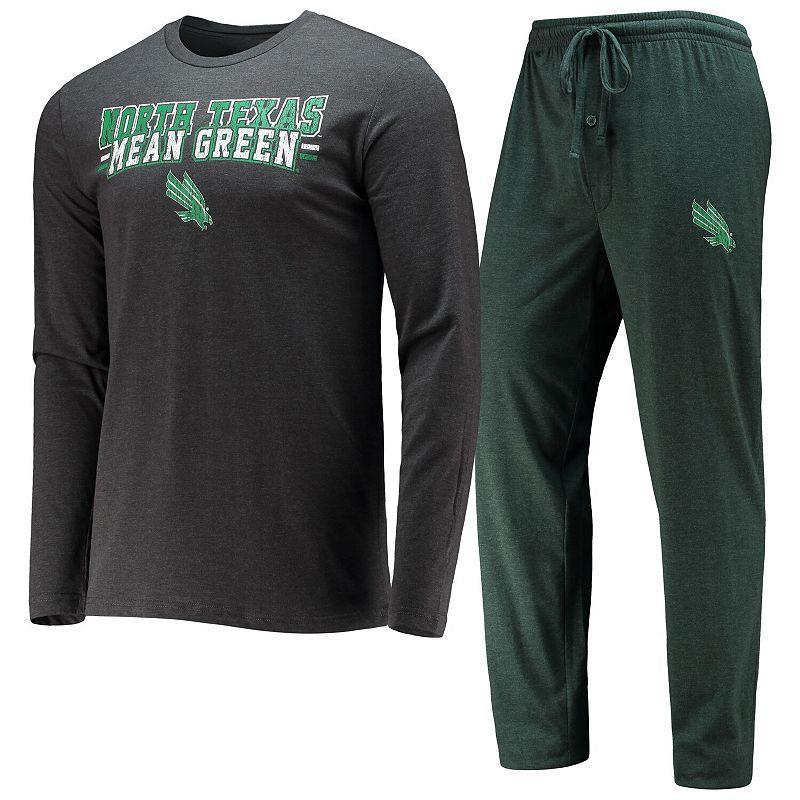 Mens Concepts Sport Kelly Green/Heathered Charcoal North Texas Mean Green Meter Long Sleeve T-Shirt & Pants Sleep Set Product Image