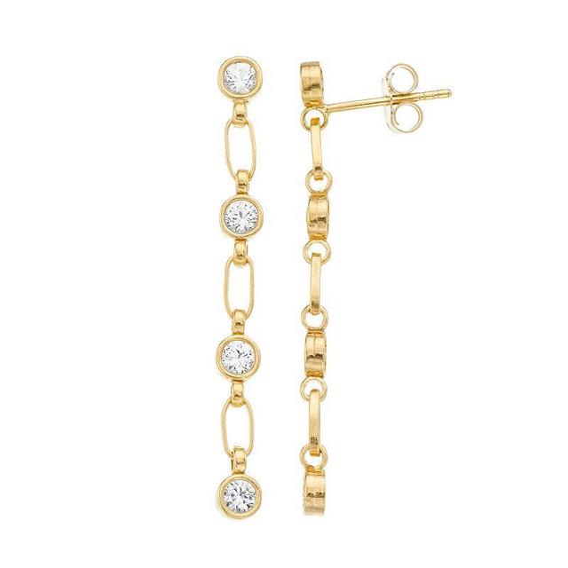 Kristen Kesho Sterling Silver Lab-Created White Sapphire Link Drop Earrings, Womens, Gold Tone Product Image