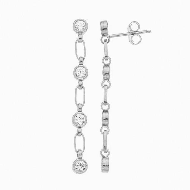 Kristen Kesho Sterling Silver Lab-Created White Sapphire Link Drop Earrings, Womens, Yellow Product Image