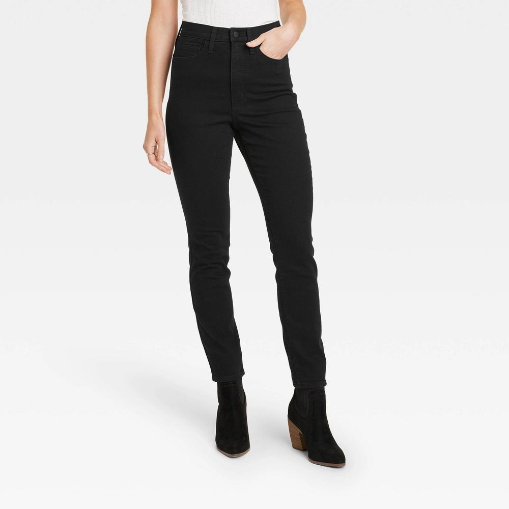 Women's High-Rise Skinny Jeans - Universal Thread™ Black Wash 6 Short Product Image