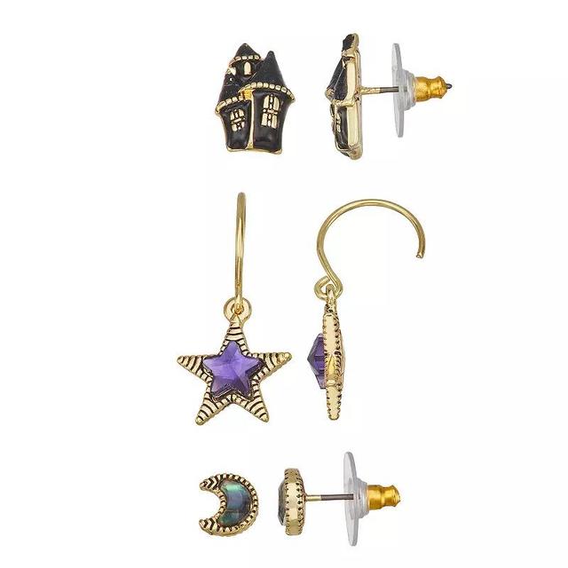 Napier Gold Tone Crystal Trick or Treat Trio Earring Set, Womens, Clear Product Image