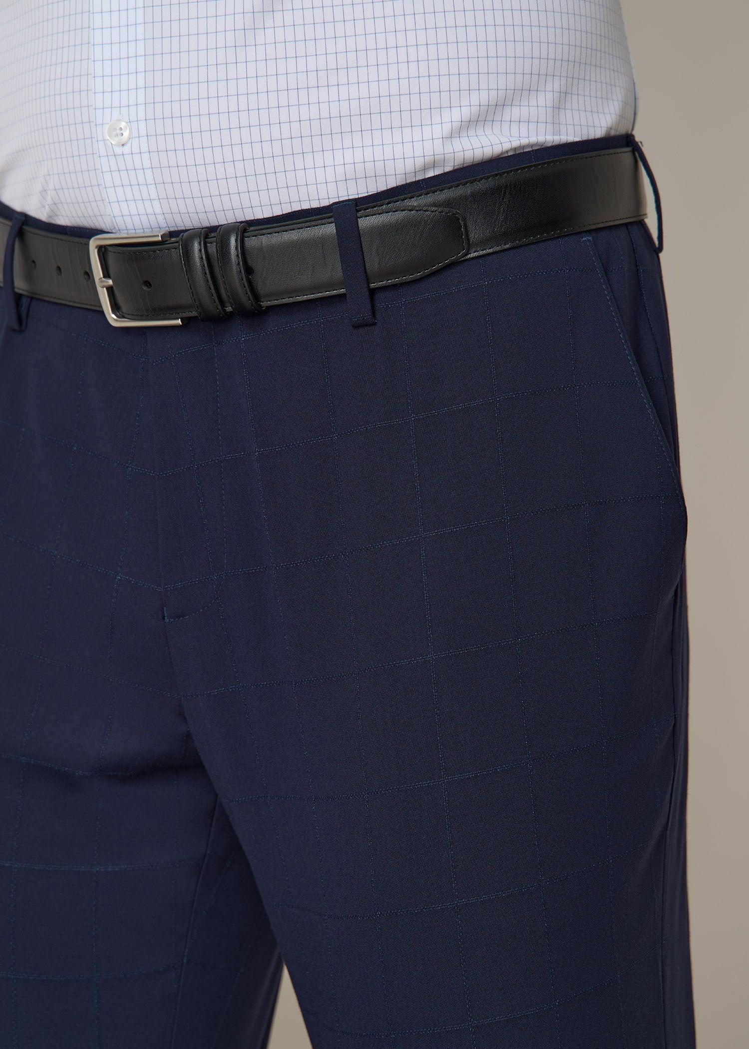 Suit Trousers for Tall Men in Blue Windowpane Male Product Image