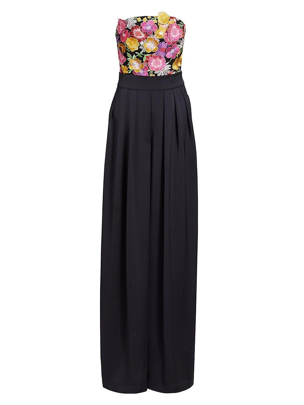 Womens Almeda Floral-Appliqu Wide-Leg Jumpsuit Product Image