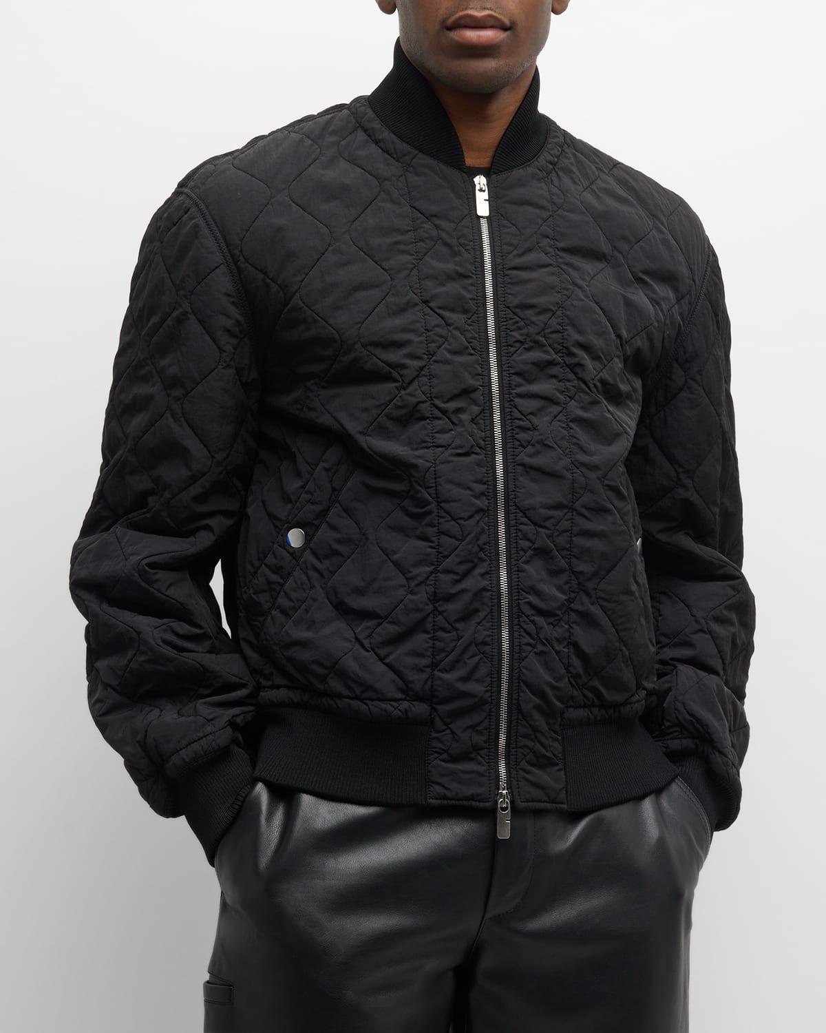 Mens Quilted Crinkle Nylon Bomber Jacket Product Image