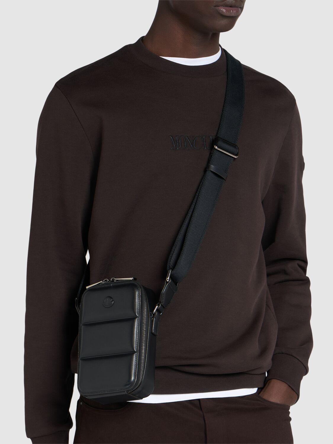 MONCLER Vertical Leather Crossbody Bag In Black Product Image