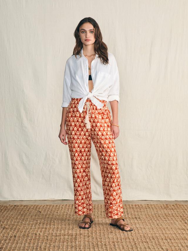 Pacific Beach Linen Pant - Spiced Shibori Print Female Product Image