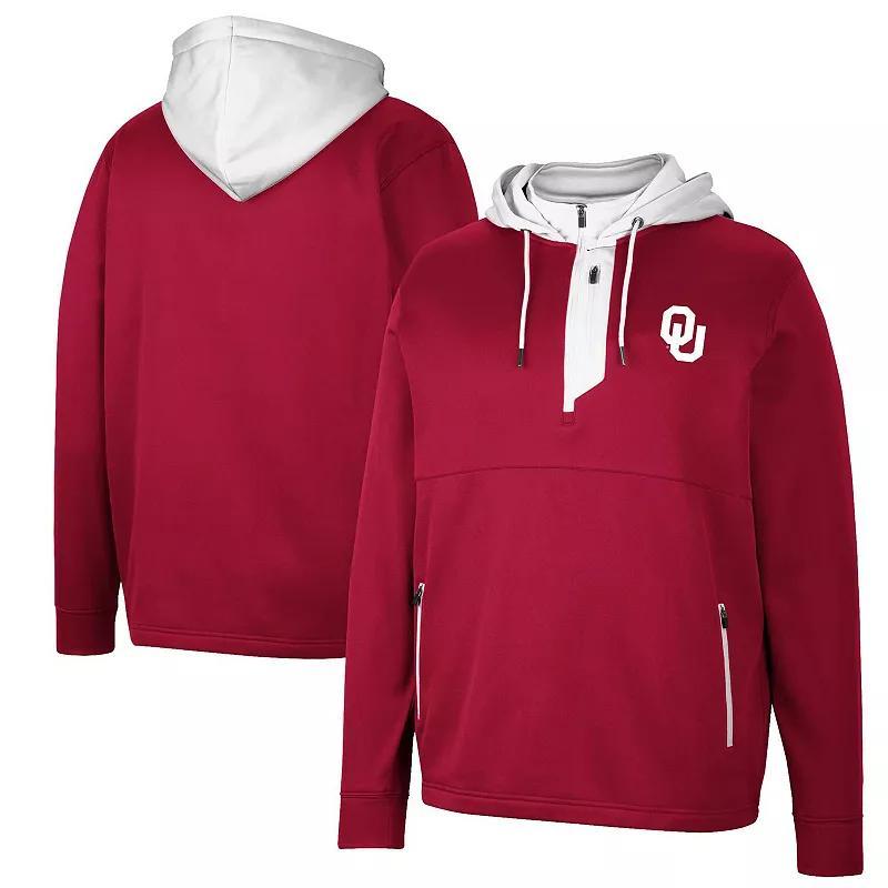 Mens Colosseum Crimson Oklahoma Sooners Luge 3.0 Quarter-Zip Hoodie Product Image