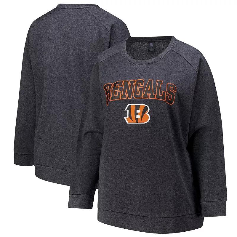 Womens Fanatics Charcoal Cincinnati Bengals Acid Wash Raglan Pullover Sweatshirt Product Image