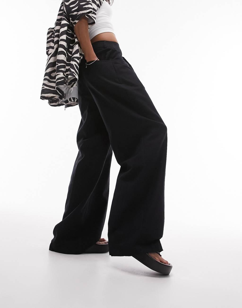 Topshop linen-blend wide leg pants Product Image