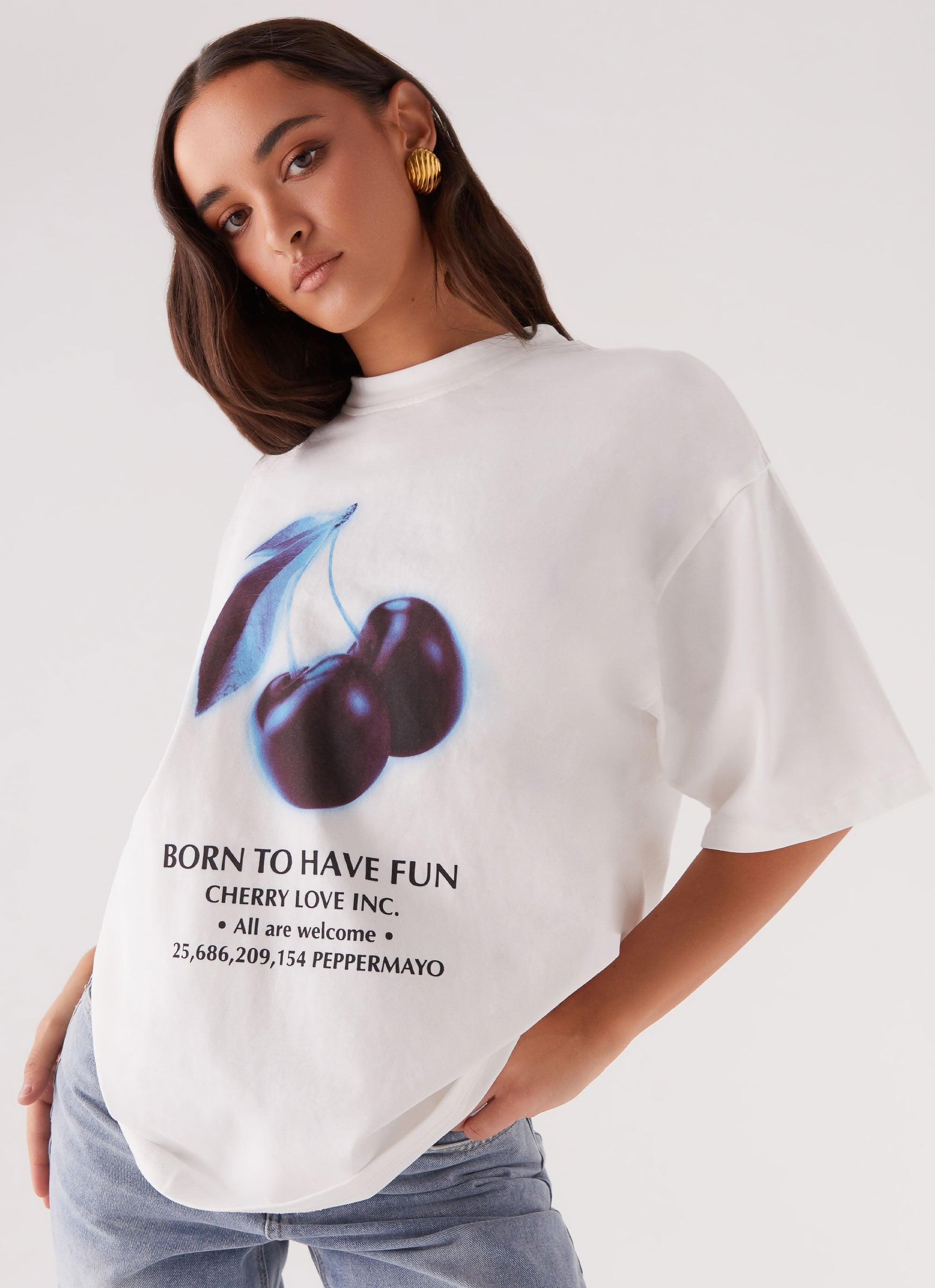 Born To Have Fun Oversized Graphic Tee - Cherry Product Image