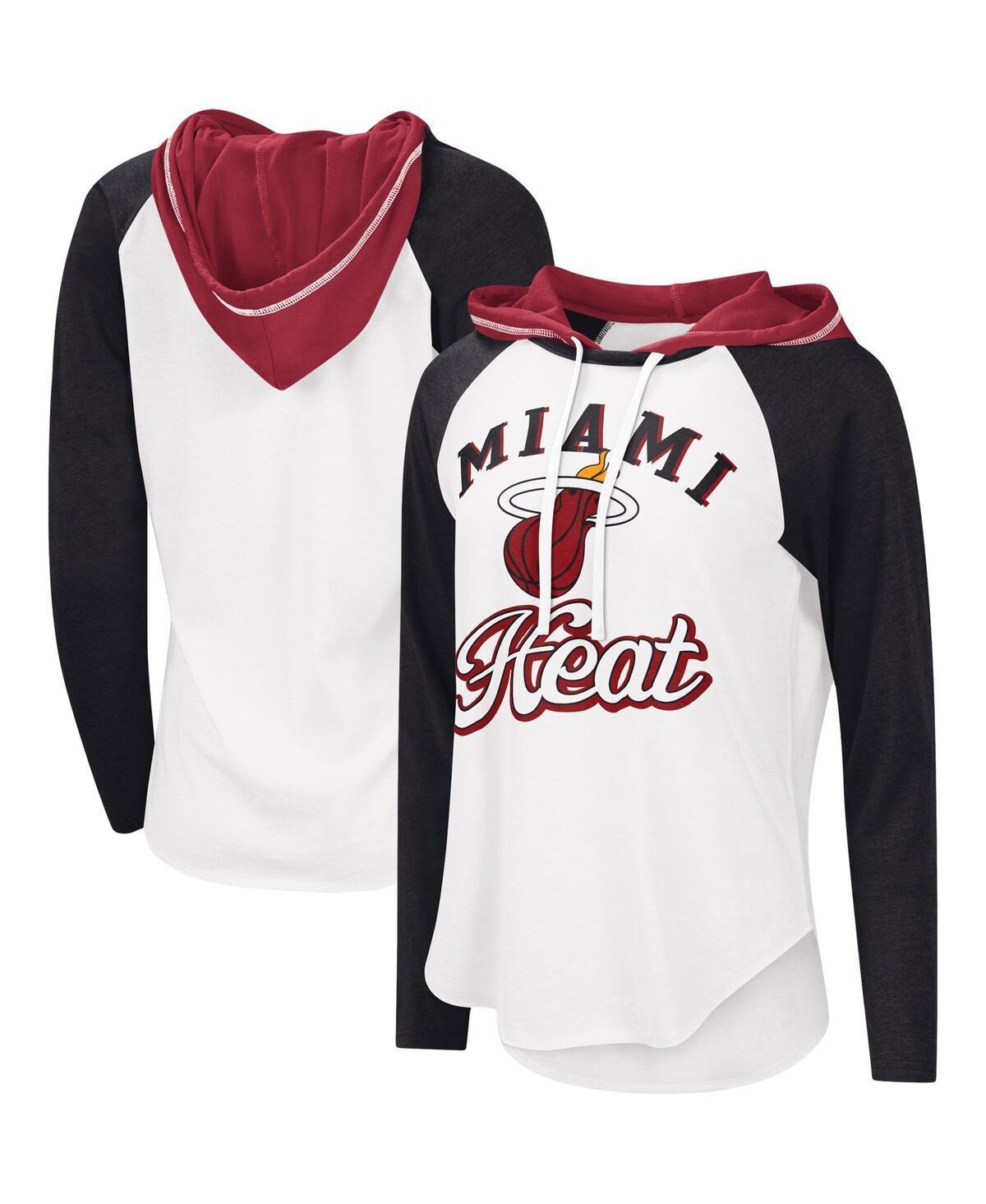 Womens G-III 4Her by Carl Banks White Miami Heat MVP Raglan Hoodie Long Sleeve T-Shirt Product Image