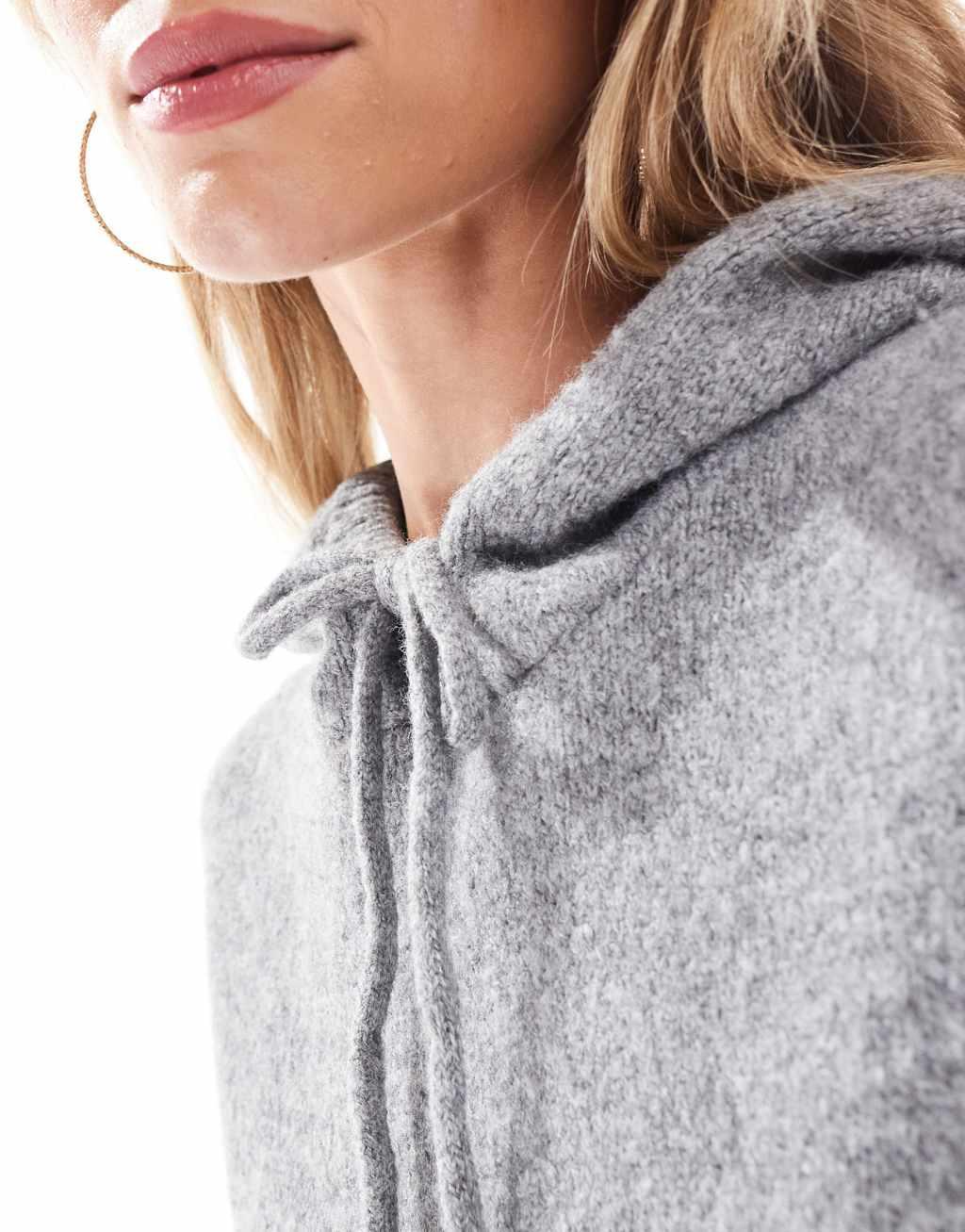 ASOS DESIGN knitted oversized hoodie in gray Product Image