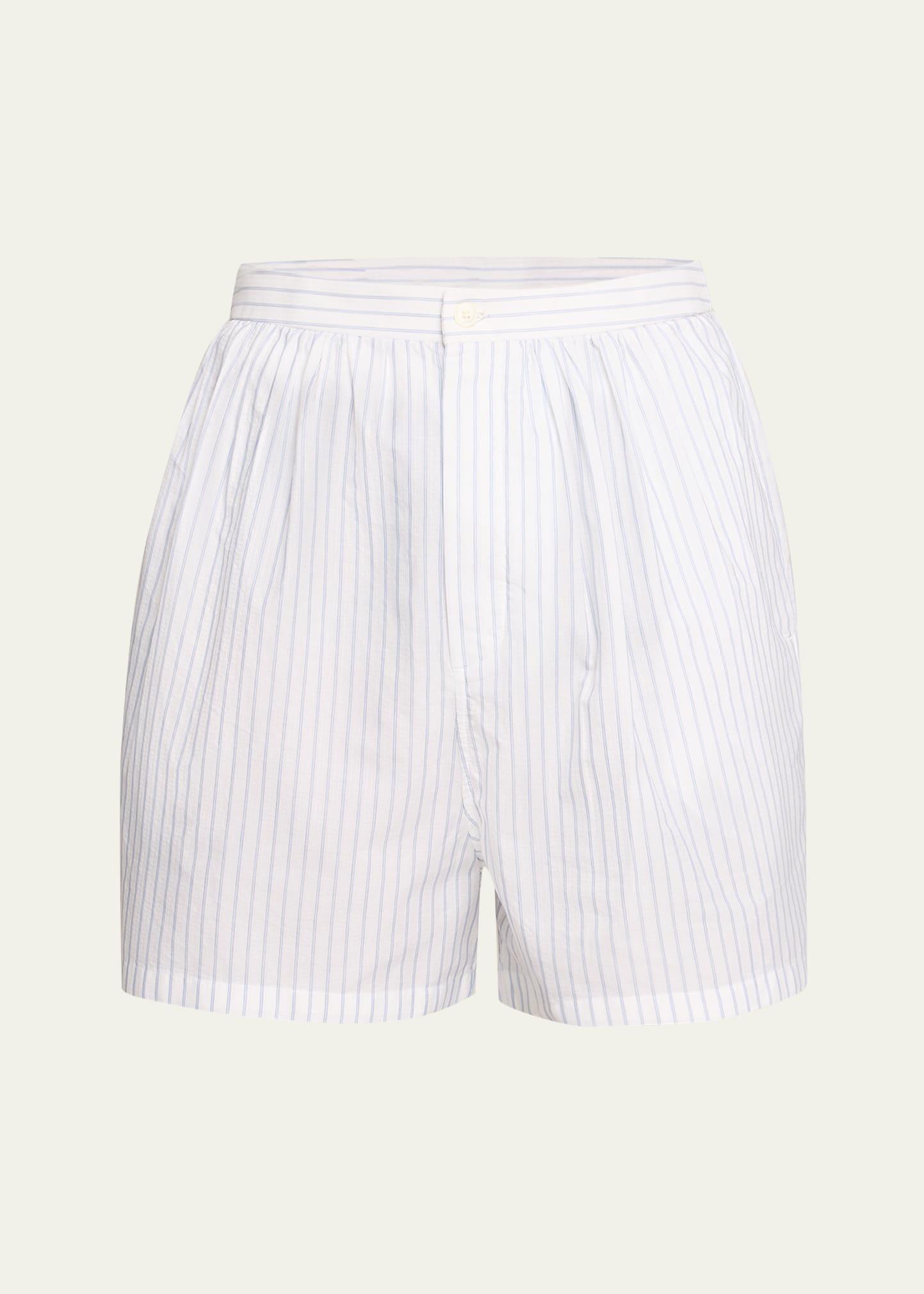 Mens Cotton Poplin Pinstripe Pleated Shorts Product Image