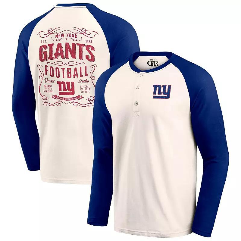 Mens Darius Rucker Collection by Fanatics Cream/Royal New York Giants Raglan Henley T-Shirt Product Image