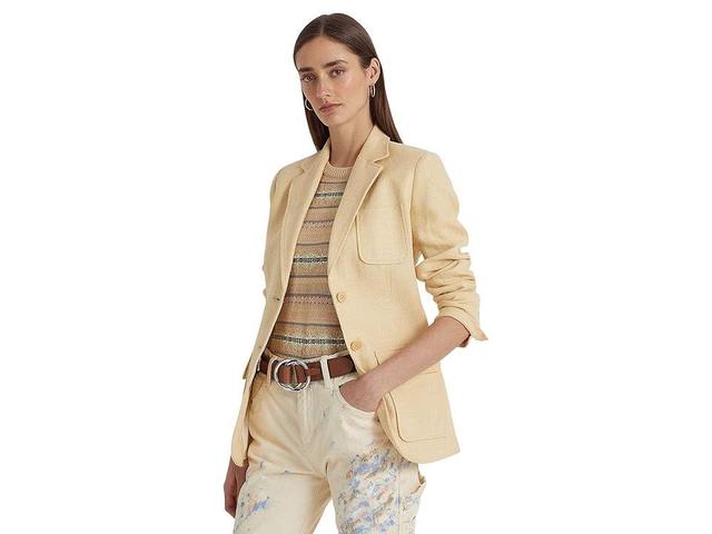 Lauren Ralph Lauren Herringbone Linen Blazer (Vintage Cream) Women's Clothing Product Image