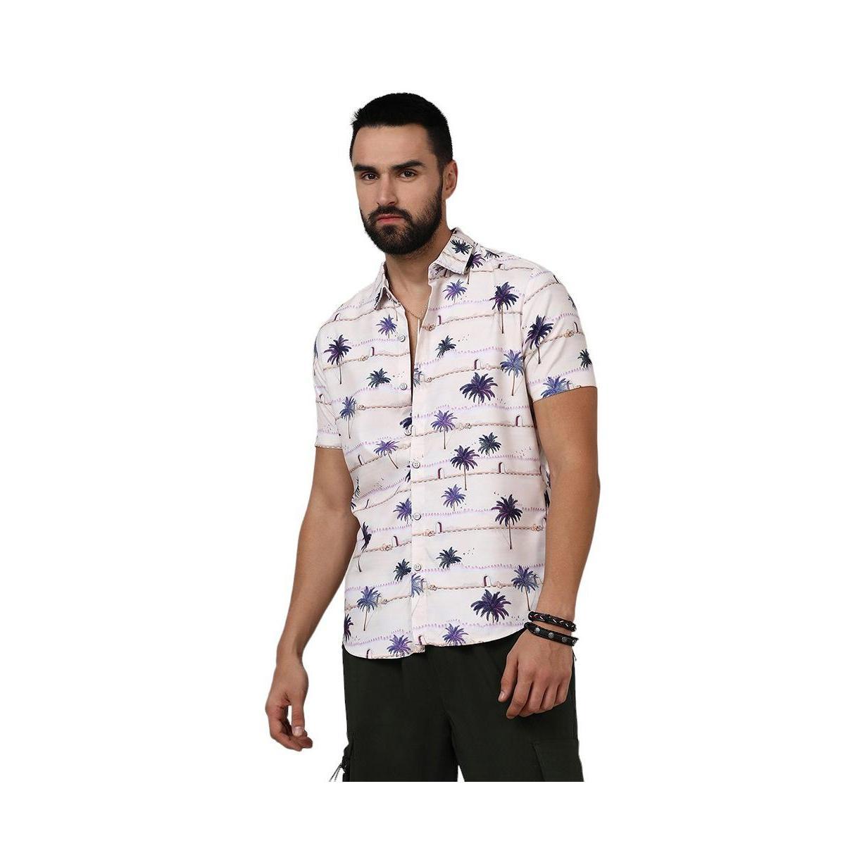 Campus Sutra Mens Ivory White Desert Palm Shirt product image