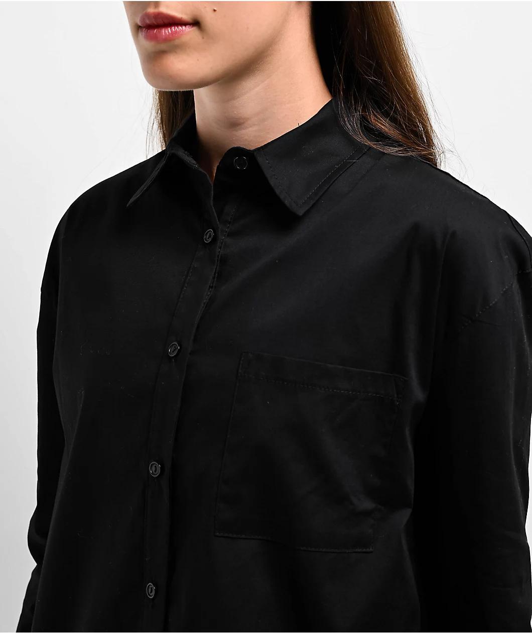 Spicychix Black Oversize Long Sleeve Button Up Shirt Product Image