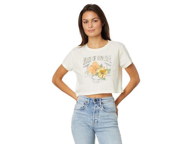 Roxy Made Of Sunshine Cropped T-Shirt (Egret) Women's Clothing Product Image