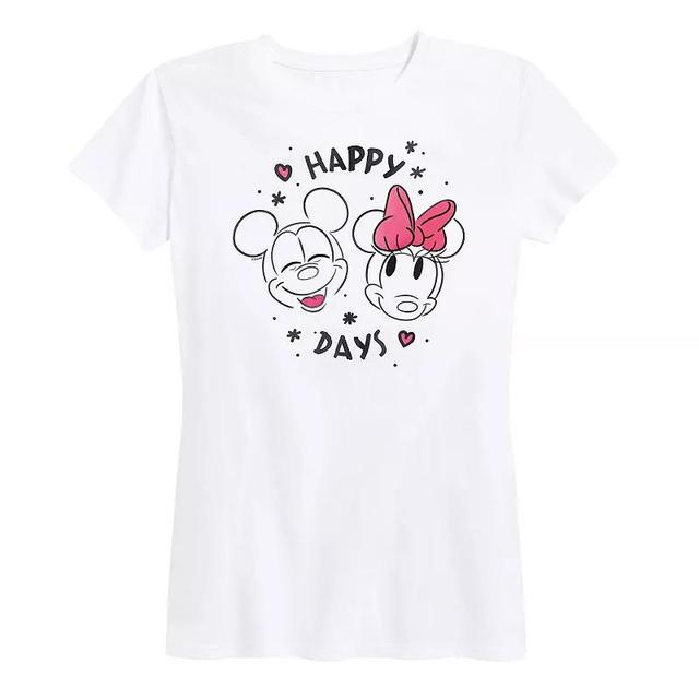 Disneys Mickey & Minnie Mouse Womens Happy Days Graphic Tee Product Image