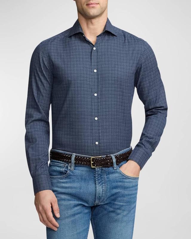 Mens Herringbone Cotton Button-Front Shirt Product Image