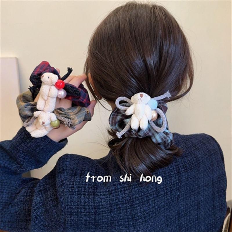 Bear Plaid Hair Scrunchie Product Image