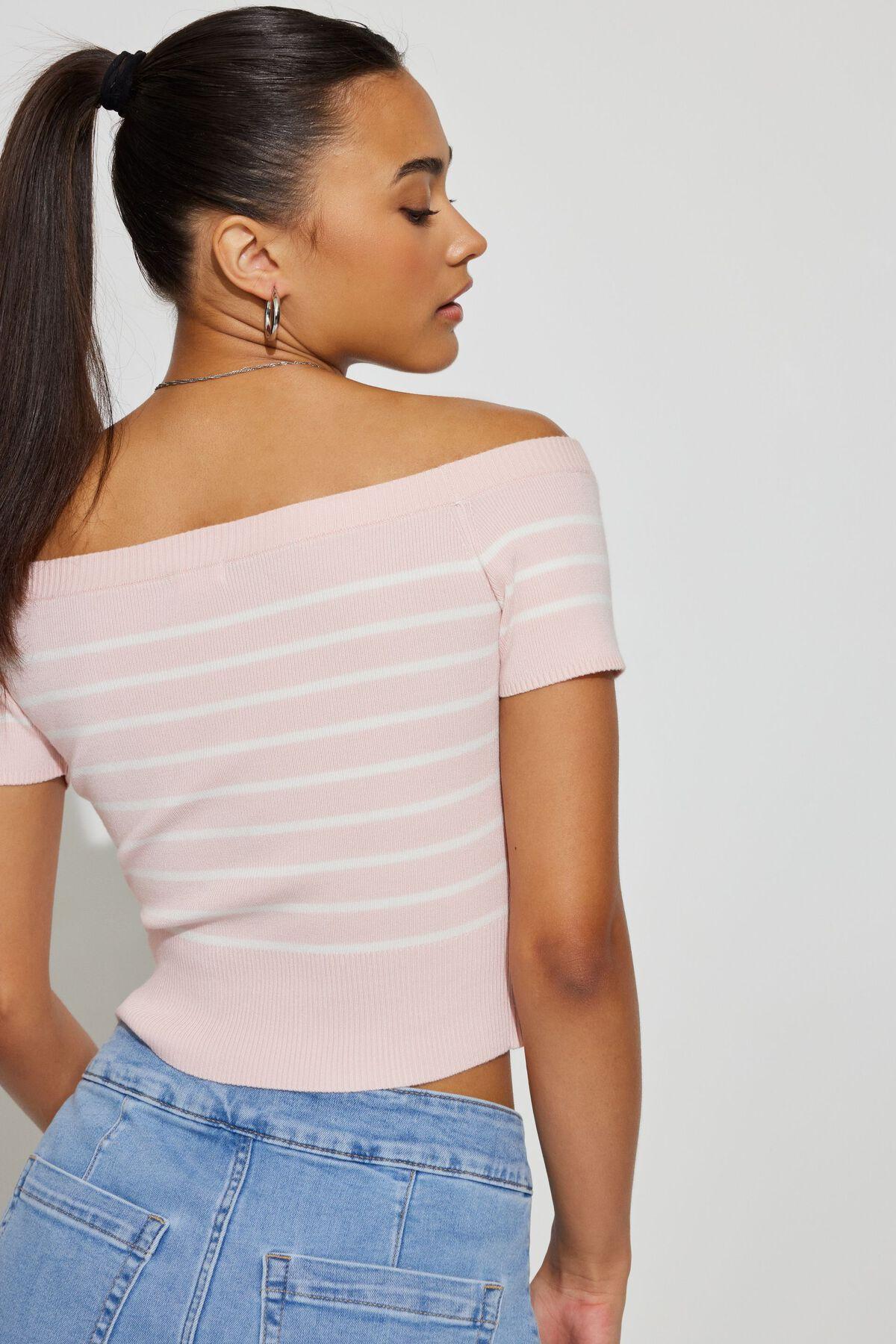 Short Sleeve Off Shoulder Sweater Product Image