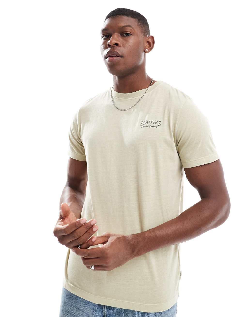 Scalpers Ferme Tee In Light Khaki  Product Image