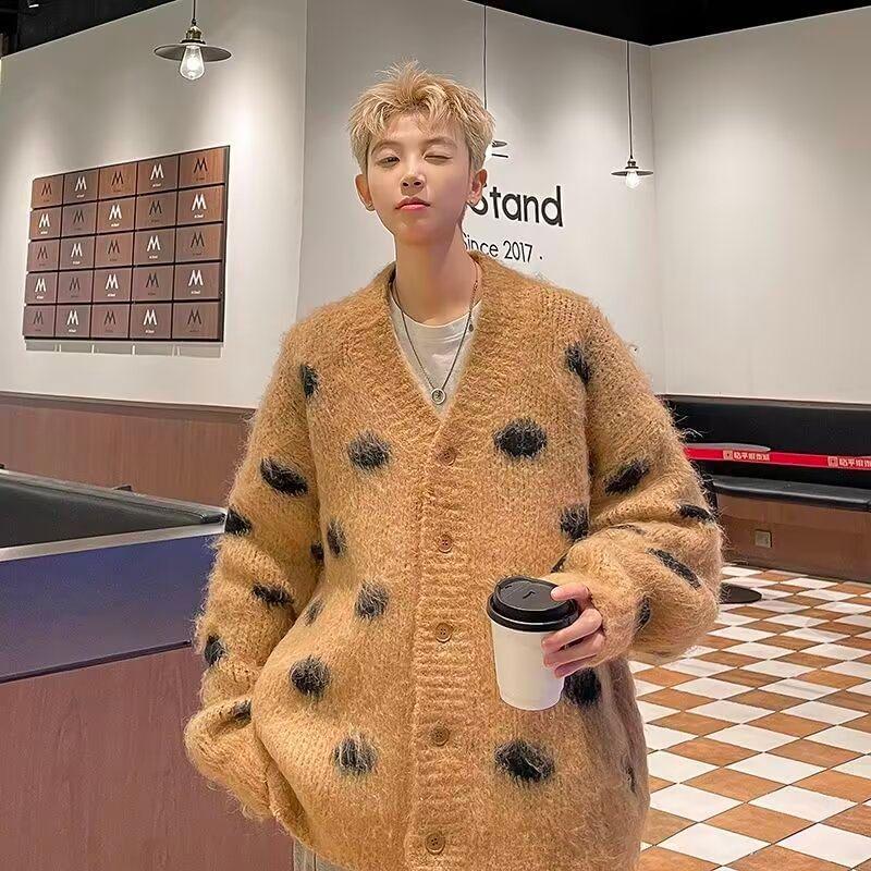 V-Neck Dotted Cardigan Product Image