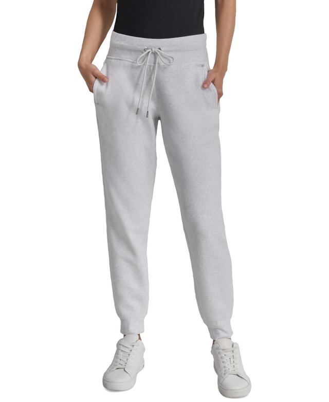 Dkny Sport Womens Drawstring Rhinestone Logo Fleece Jogger Sweatpants Product Image