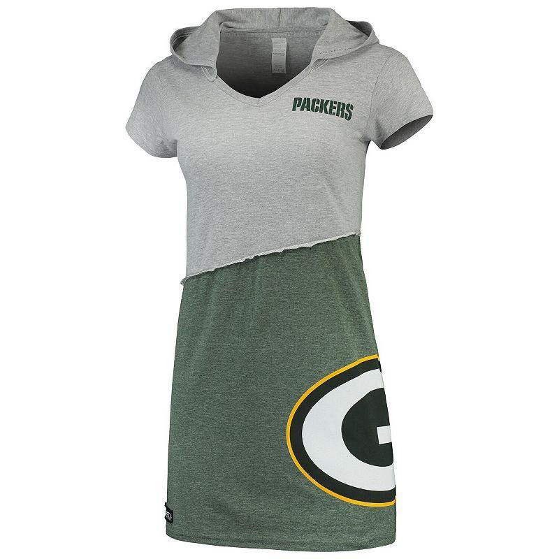 Womens Refried Apparel Gray/Green Green Bay Packers Sustainable Hooded Mini Dress Product Image