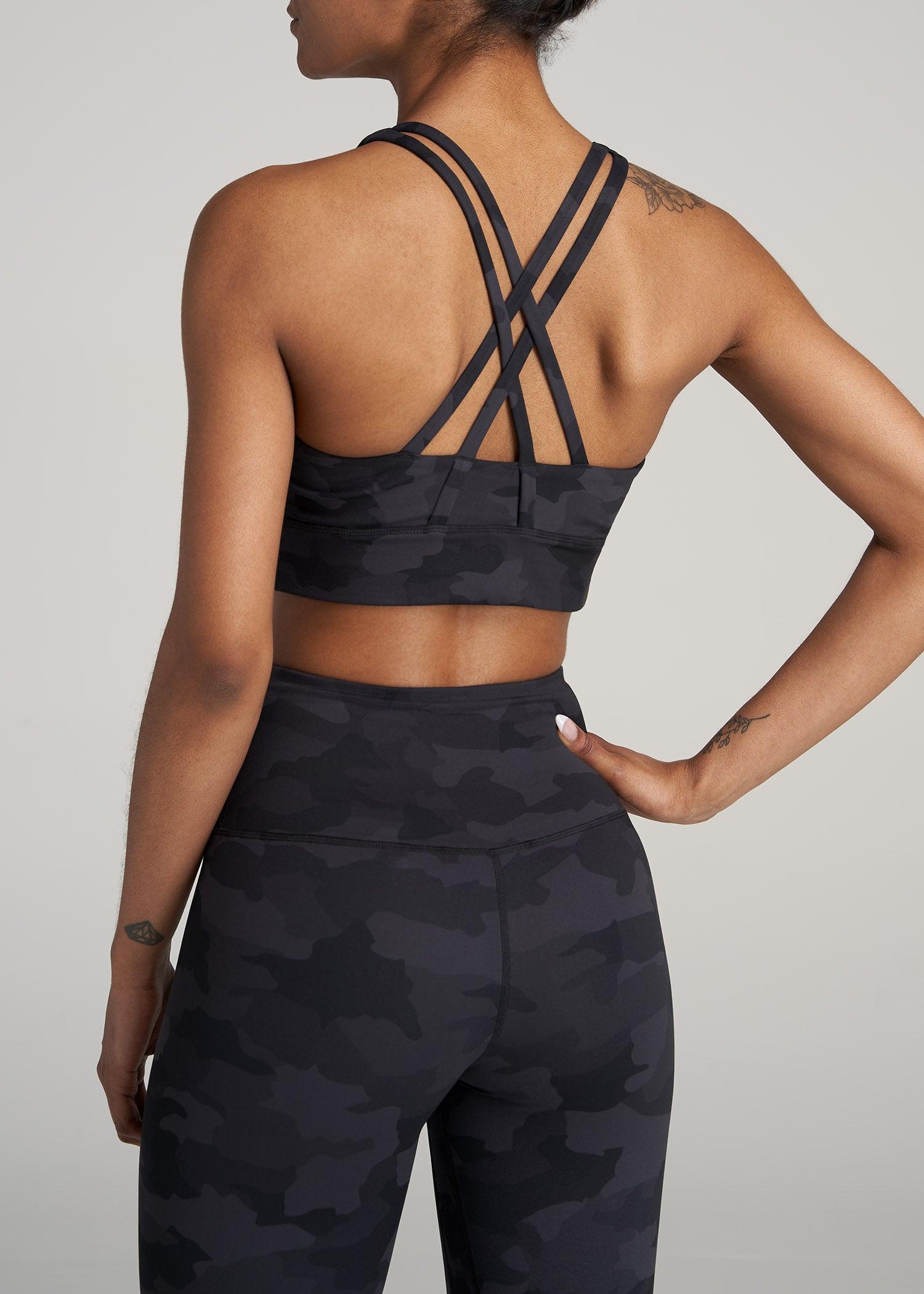 Women's Balance Crisscross Tall Sports Bra in Grey Camo Female Product Image