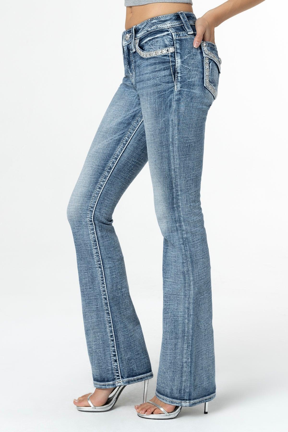 Sparkling Geo Stitch Bootcut Jeans Product Image