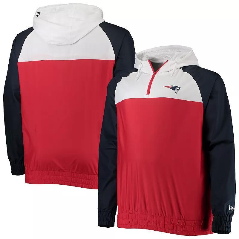 Mens New Era /Navy New England Patriots Big & Tall League Raglan Quarter-Zip Hoodie Product Image