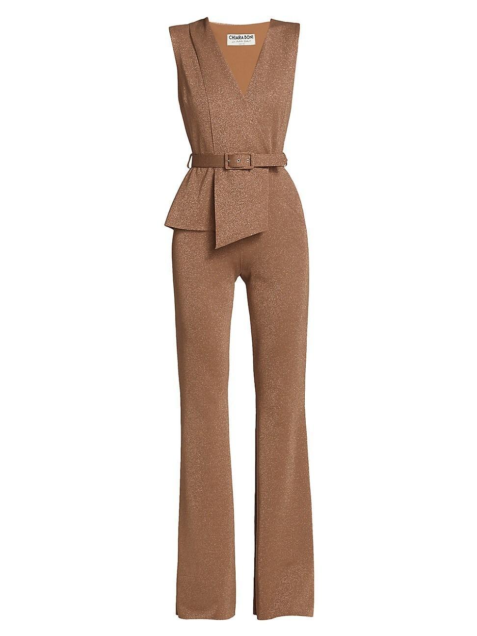 Womens Kerolyn Belted Lurex Jumpsuit Product Image