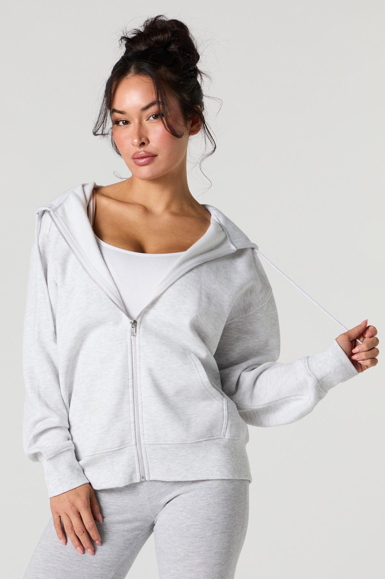 Oversized Fleece Zip-Up Hoodie Female Product Image