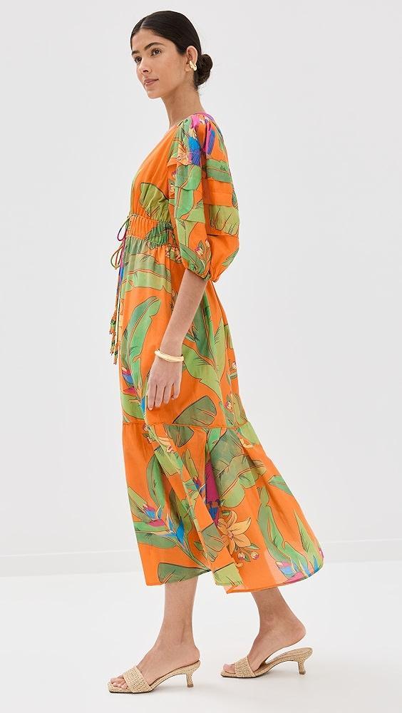 FARM Rio Fresh Macaws Orange Midi Dress | Shopbop Product Image