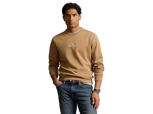 Polo Ralph Lauren Embroidered-Logo Double-Knit Sweatshirt (Camel) Men's Sweatshirt Product Image