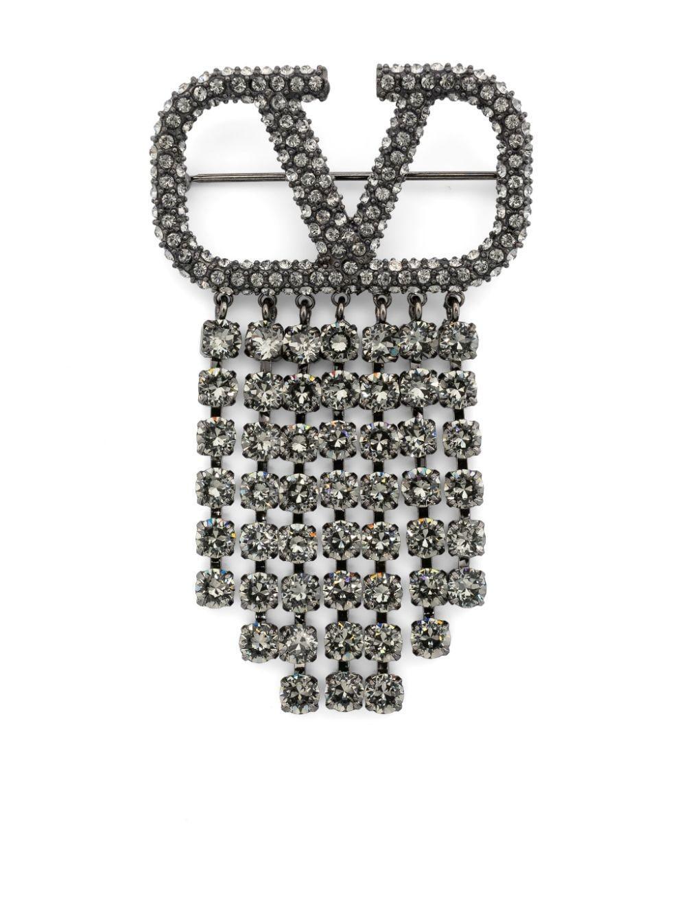 VALENTINO GARAVANI Vlogo Signature Mini Brooch In Gray Product Image