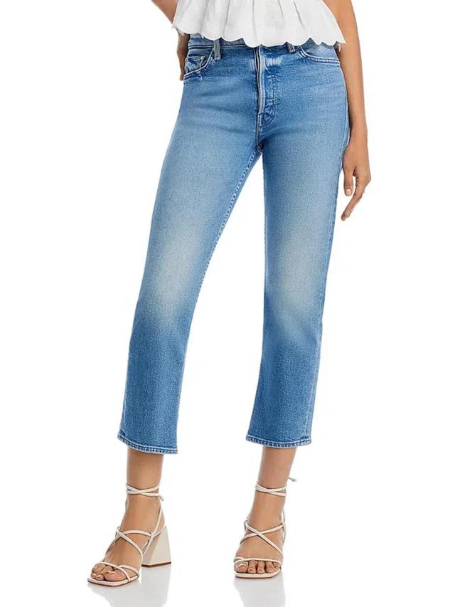 MOTHER Tomcat Womens Faded Denim Straight Leg Jeans In Blue Product Image