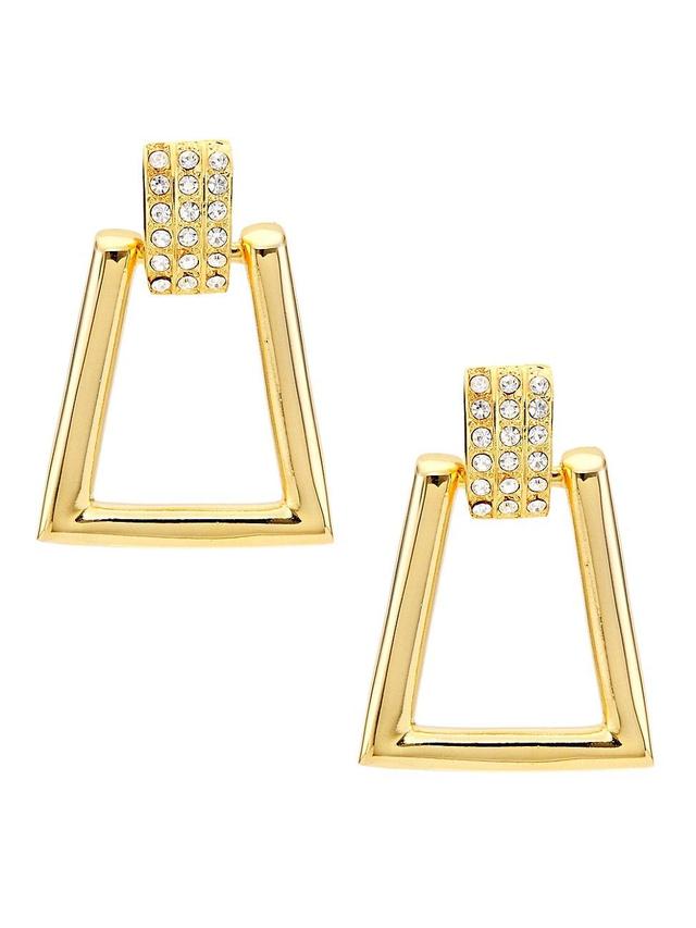 Womens 22K-Gold-Plated & Glass Crystal Door Knocker Earrings Product Image