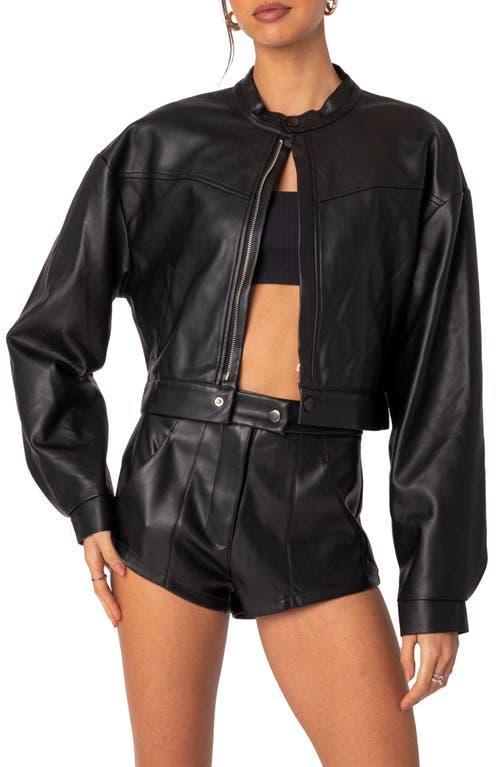 EDIKTED Ramona Crop Faux Leather Jacket Product Image