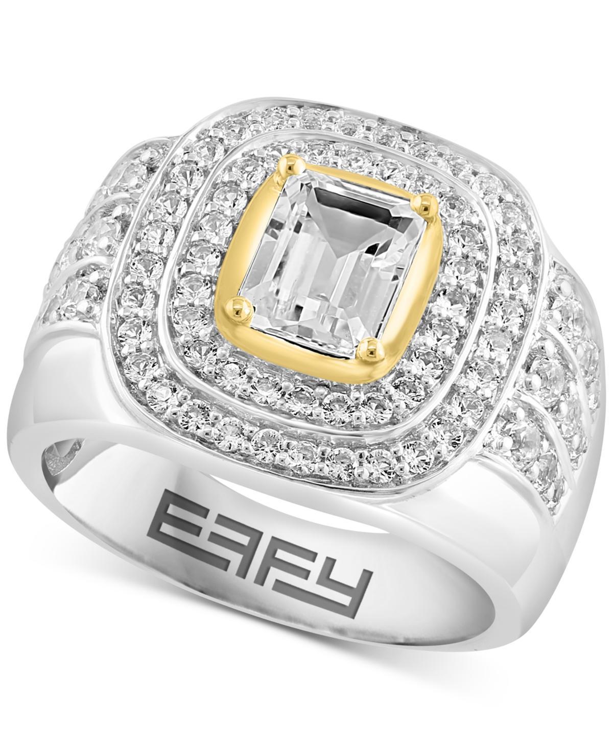 Effy Mens White Topaz Halo Cluster Ring (3 ct. t.w.) in Sterling Silver & 14k Gold-Plate Product Image