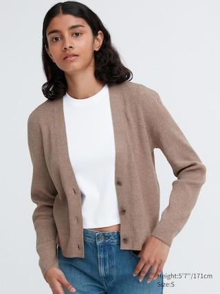 Womens Washable Knit Ribbed Long-Sleeve Cardigan XL UNIQLO US Product Image