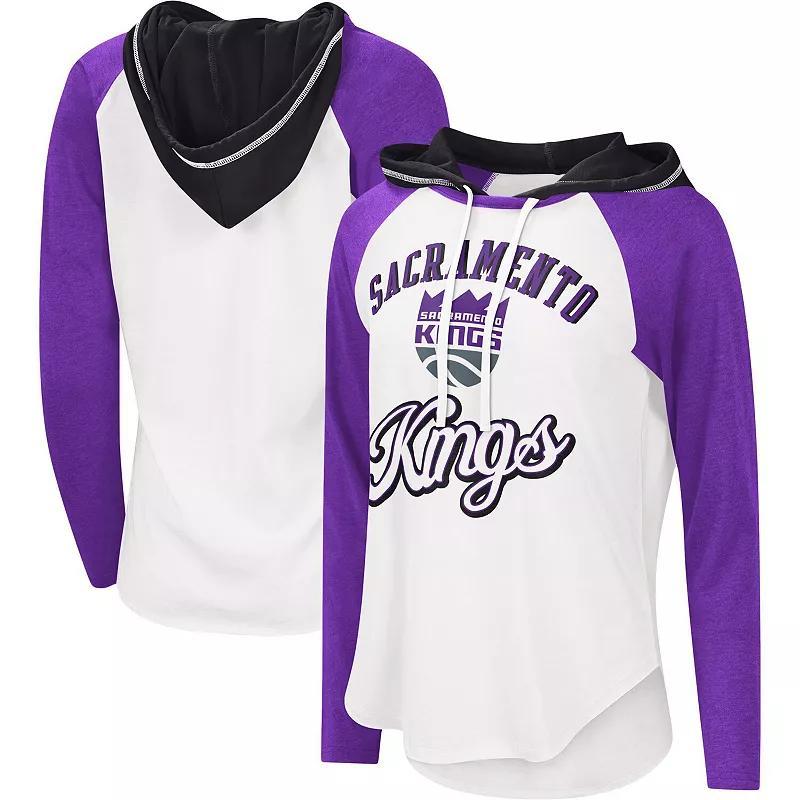 Womens G-III 4Her by Carl Banks White Sacramento Kings MVP Raglan Hoodie Long Sleeve T-Shirt Product Image