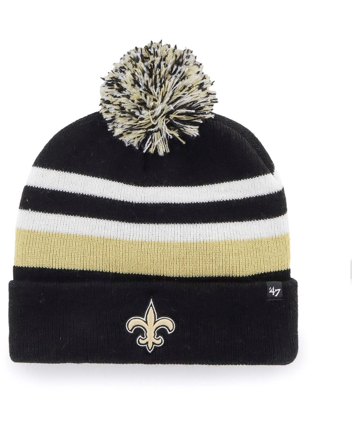 Mens Black New Orleans Saints State Line Cuffed Knit Hat with Pom Product Image