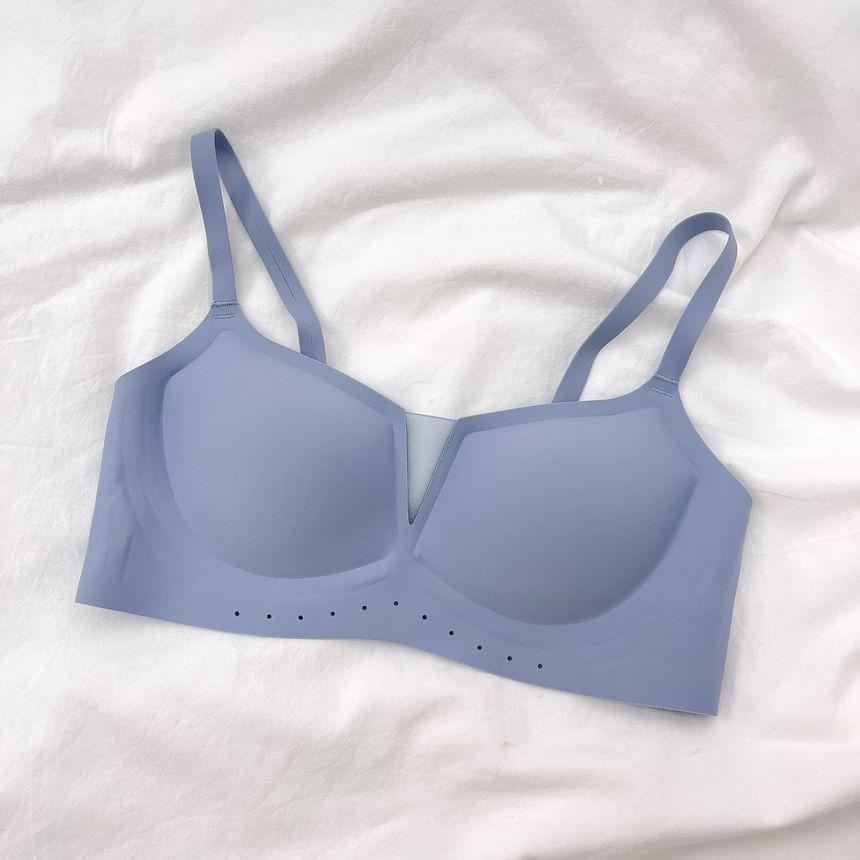 Plain Mesh Panel Seamless Wireless Bra Product Image